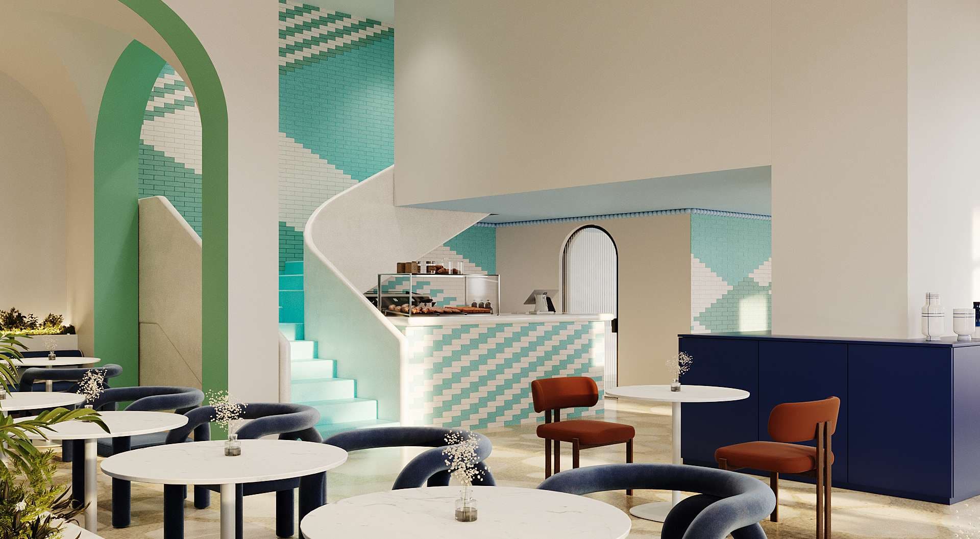 Turquoise Cafe by Studio Echelle
